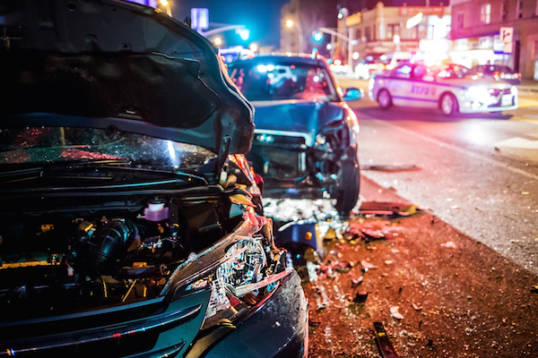 Image of a car accident at night