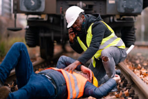 Railroad engineer injured in an accident at work